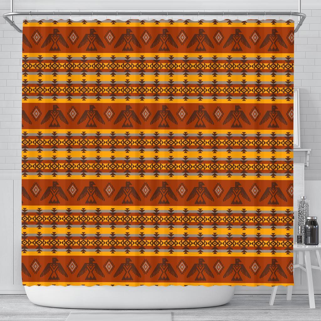 Aztec Eagle Pattern Print Bathroom Shower Curtain-grizzshop