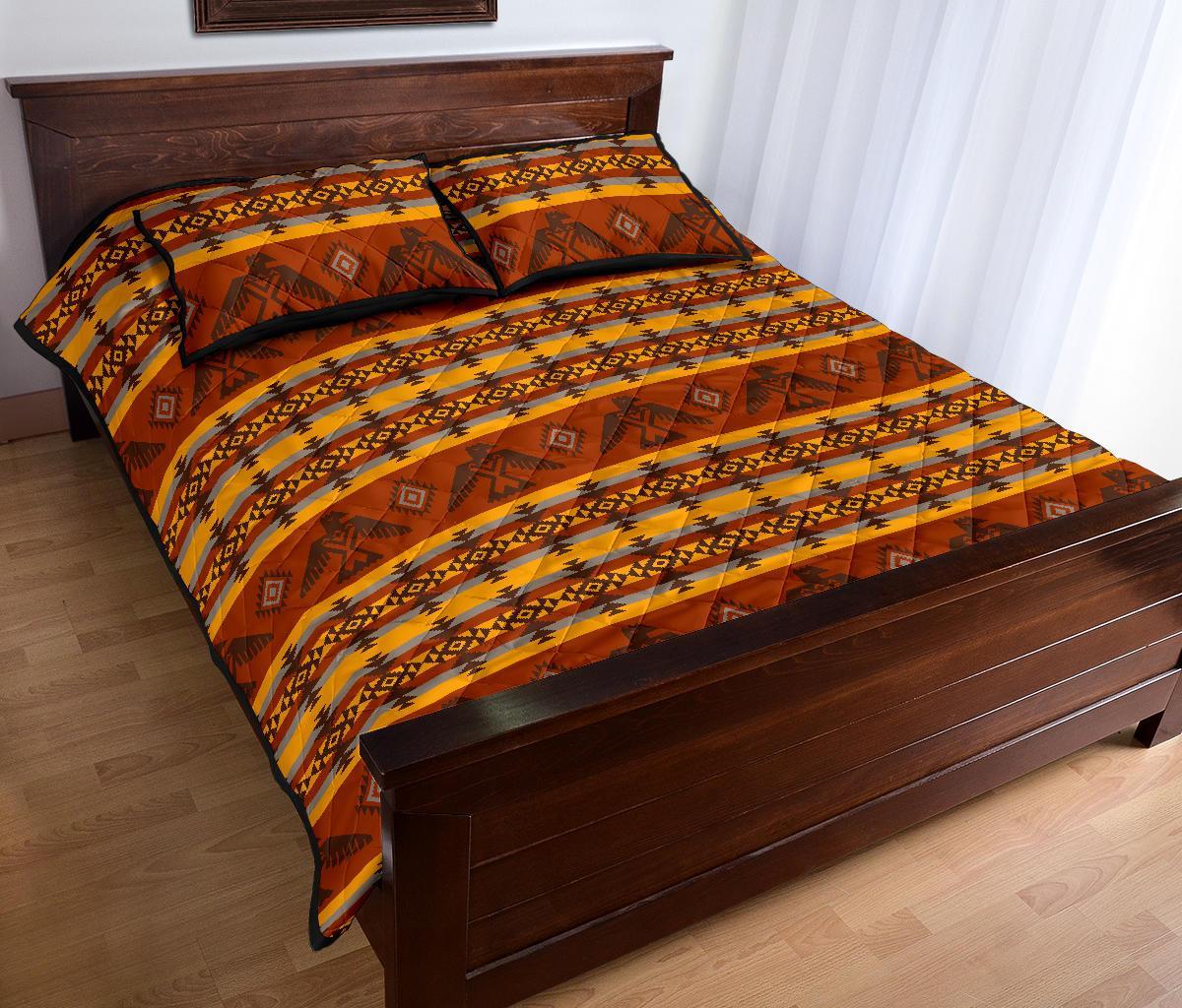 Aztec Eagle Pattern Print Bed Set Quilt-grizzshop