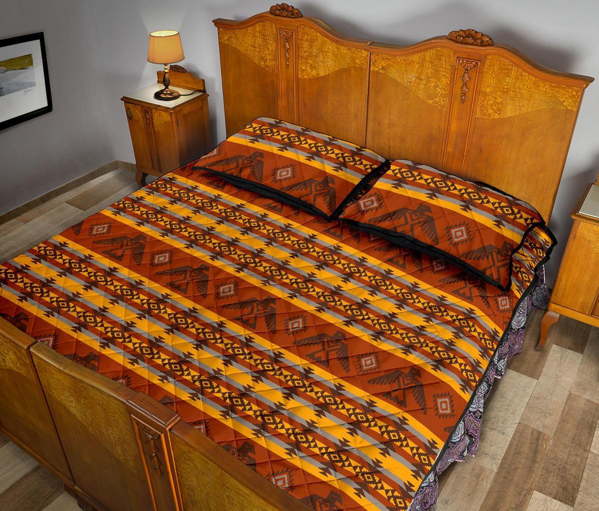 Aztec Eagle Pattern Print Bed Set Quilt-grizzshop