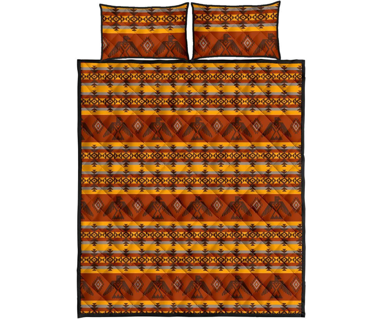 Aztec Eagle Pattern Print Bed Set Quilt-grizzshop