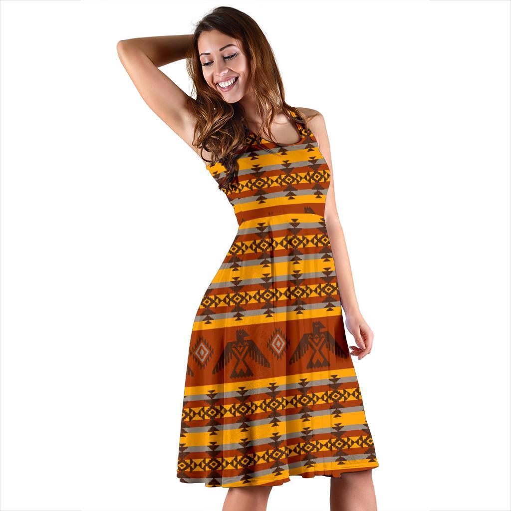 Aztec Eagle Pattern Print Dress-grizzshop