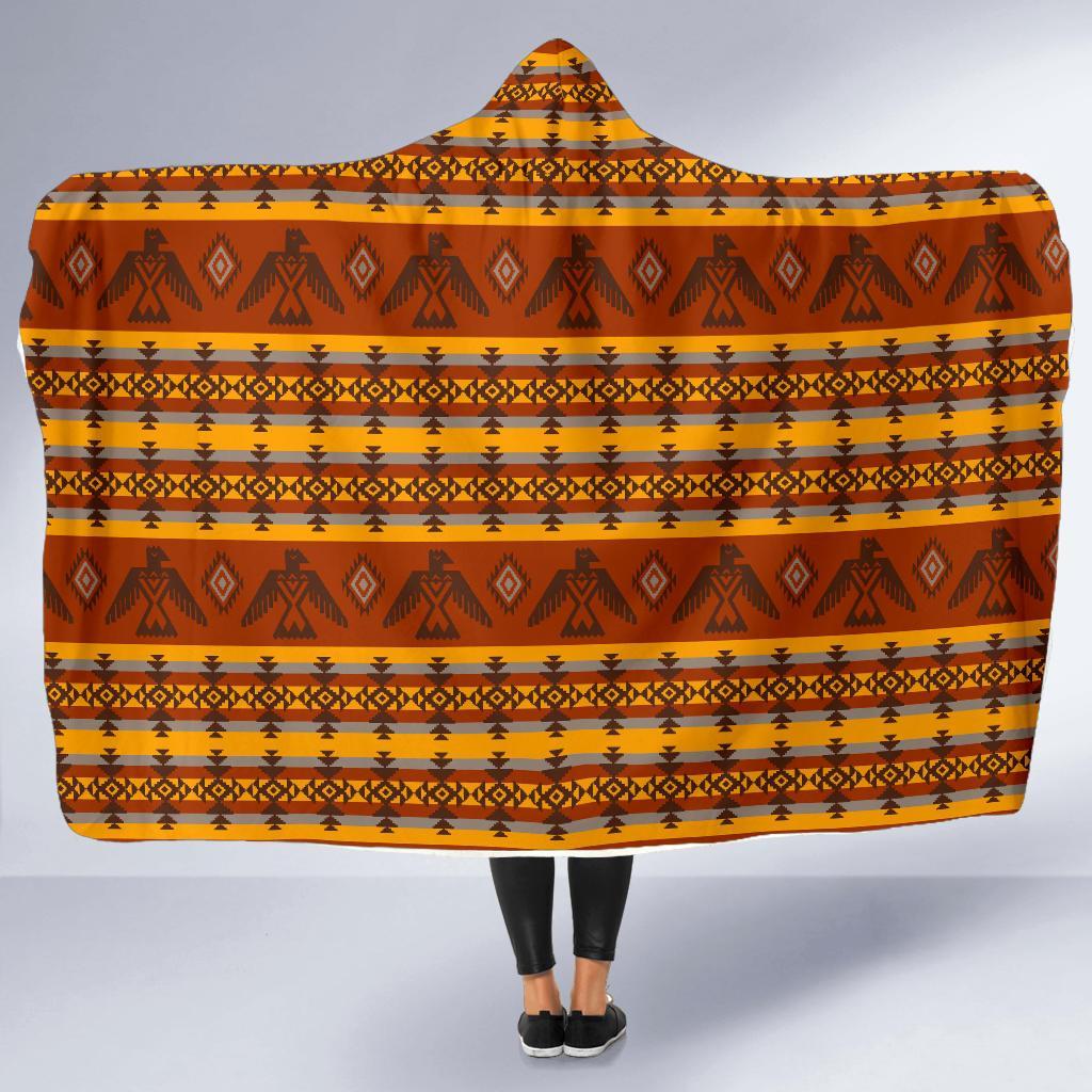 Aztec Eagle Pattern Print Hooded Blanket-grizzshop