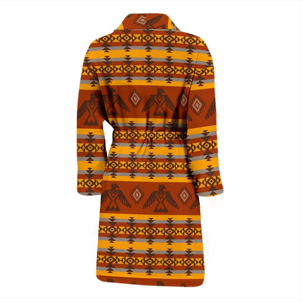 Aztec Eagle Pattern Print Men Long Robe-grizzshop