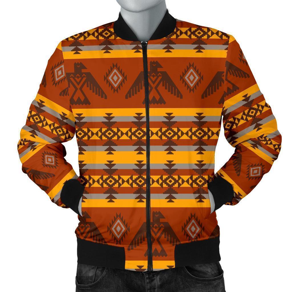 Aztec Eagle Pattern Print Men's Bomber Jacket-grizzshop