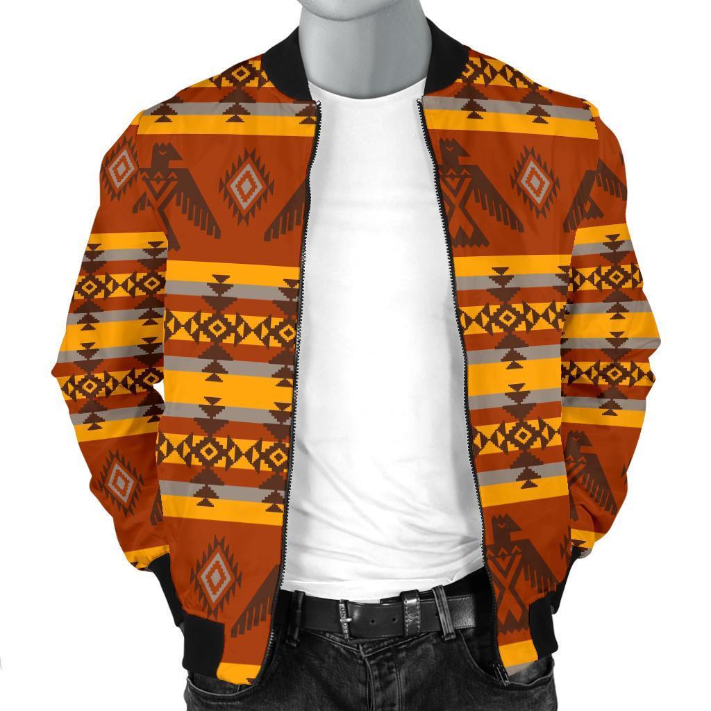 Aztec Eagle Pattern Print Men's Bomber Jacket-grizzshop