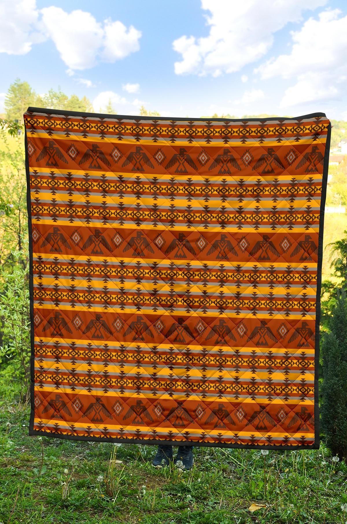 Aztec Eagle Pattern Print Quilt-grizzshop