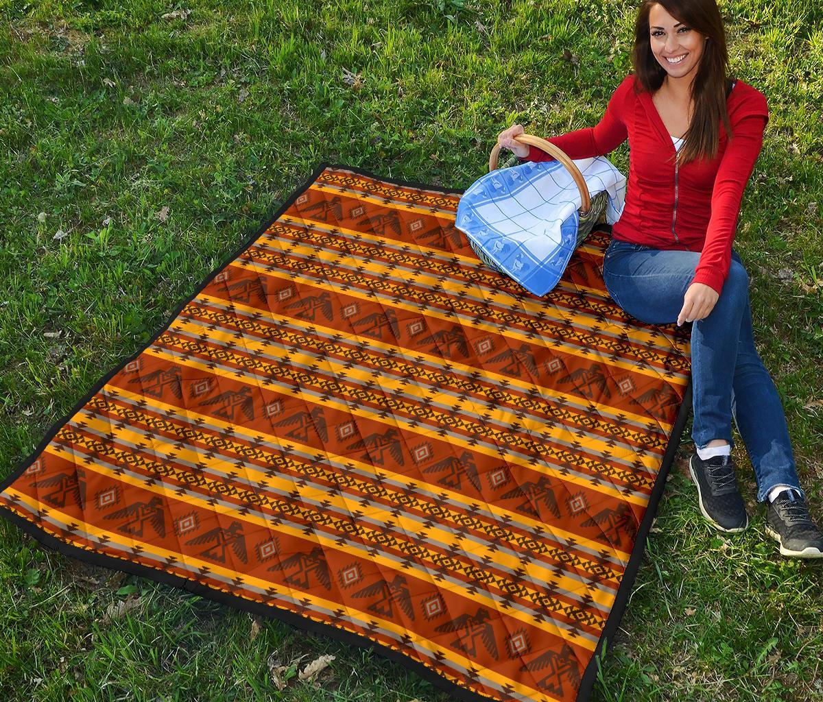 Aztec Eagle Pattern Print Quilt-grizzshop