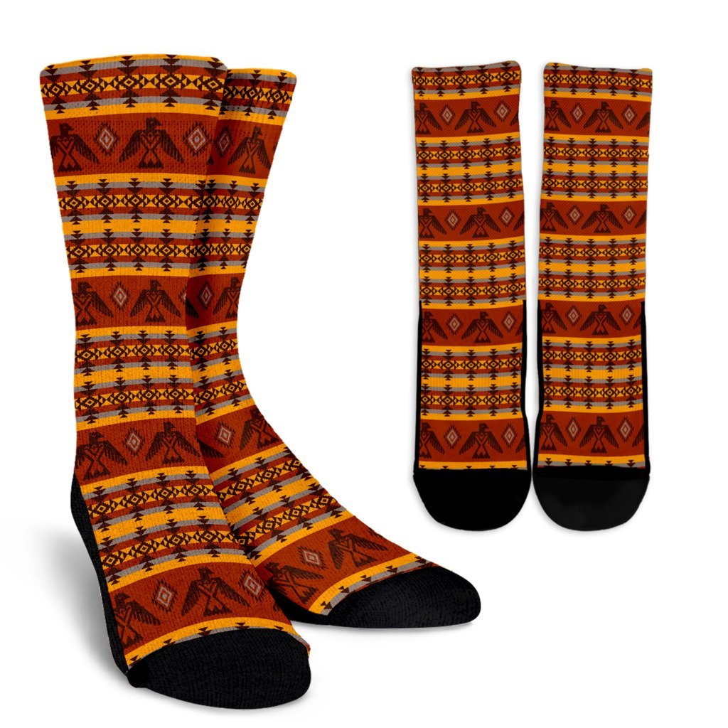 Aztec Eagle Pattern Print Unisex Crew Socks-grizzshop