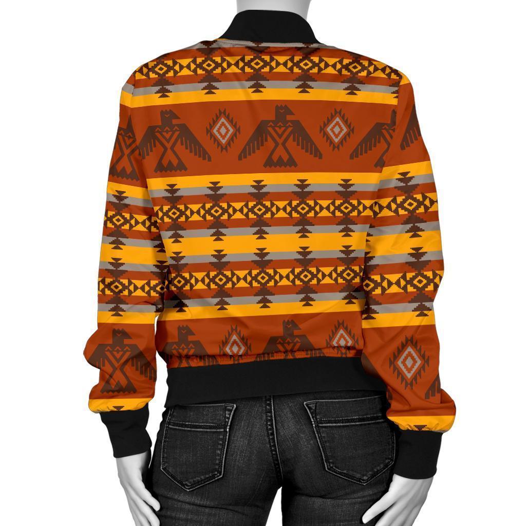 Aztec Eagle Pattern Print Women Casual Bomber Jacket-grizzshop