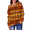 Aztec Eagle Pattern Print Women Off Shoulder Sweatshirt-grizzshop