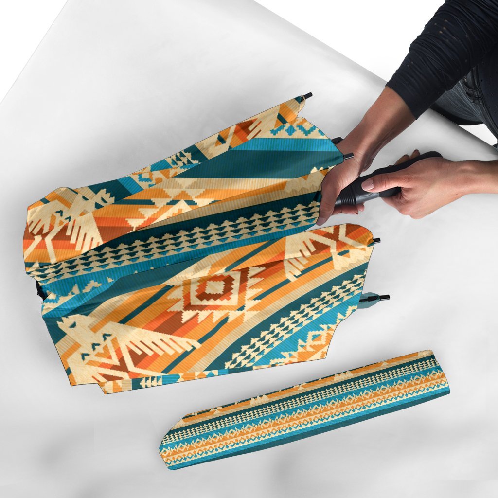 Aztec Eagle Print Pattern Automatic Foldable Umbrella-grizzshop