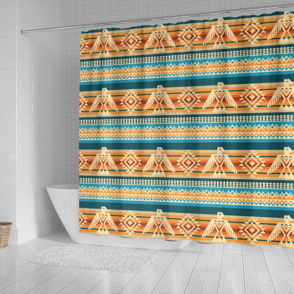 Aztec Eagle Print Pattern Bathroom Shower Curtain-grizzshop