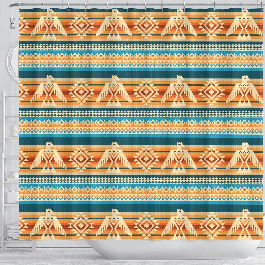 Aztec Eagle Print Pattern Bathroom Shower Curtain-grizzshop