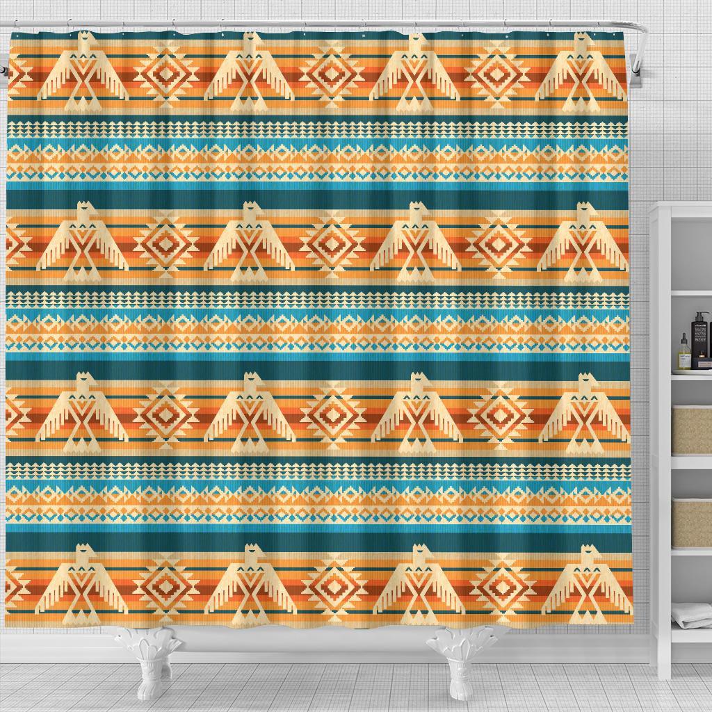 Aztec Eagle Print Pattern Bathroom Shower Curtain-grizzshop