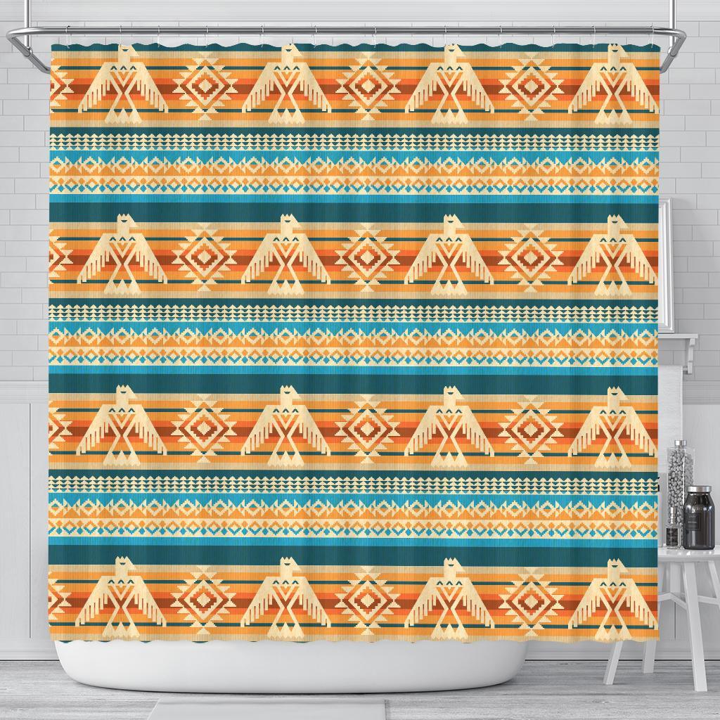 Aztec Eagle Print Pattern Bathroom Shower Curtain-grizzshop