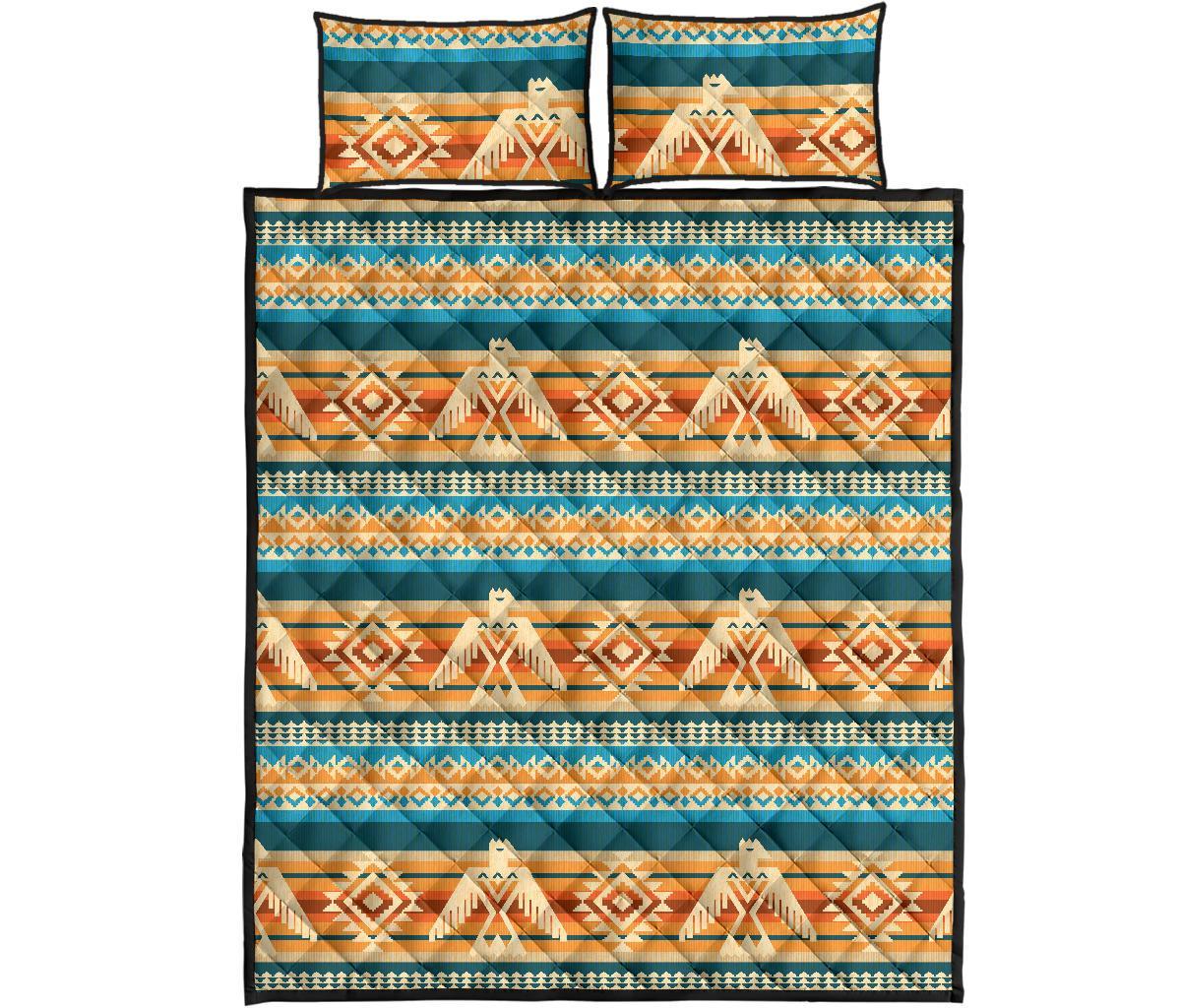 Aztec Eagle Print Pattern Bed Set Quilt-grizzshop