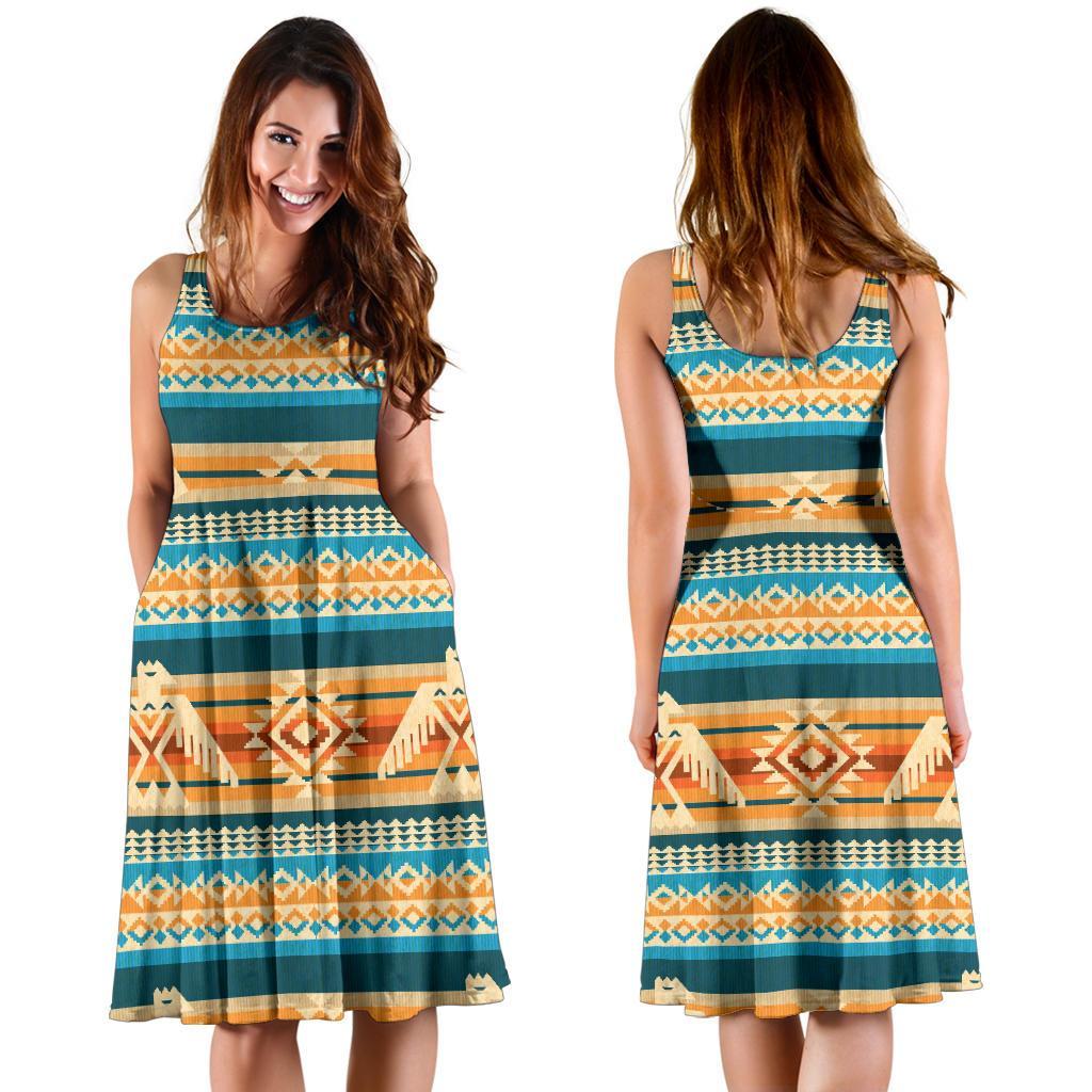 Aztec Eagle Print Pattern Dress-grizzshop