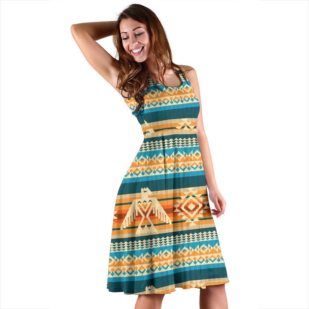 Aztec Eagle Print Pattern Dress-grizzshop