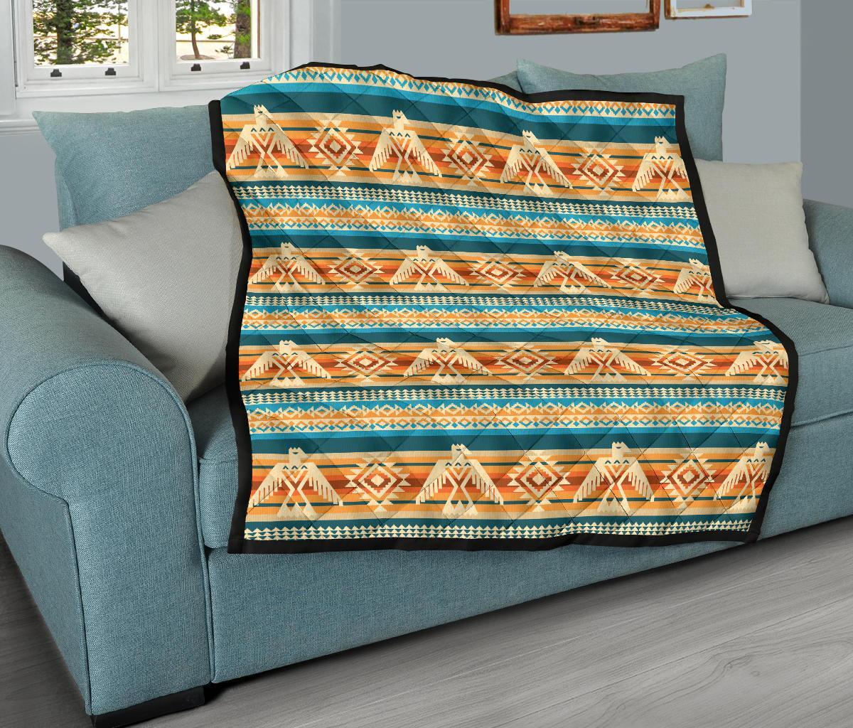 Aztec Eagle Print Pattern Quilt-grizzshop