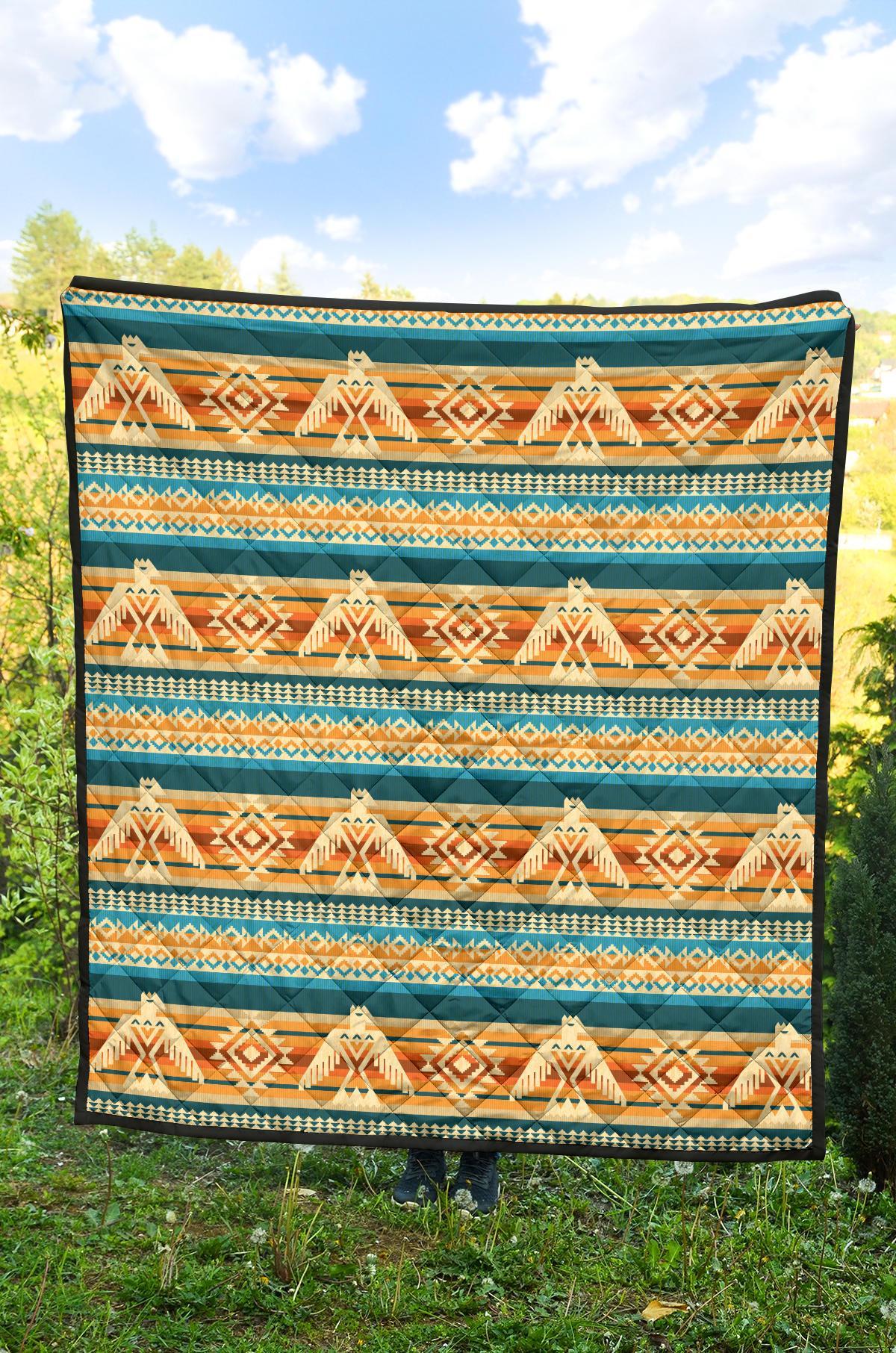 Aztec Eagle Print Pattern Quilt-grizzshop