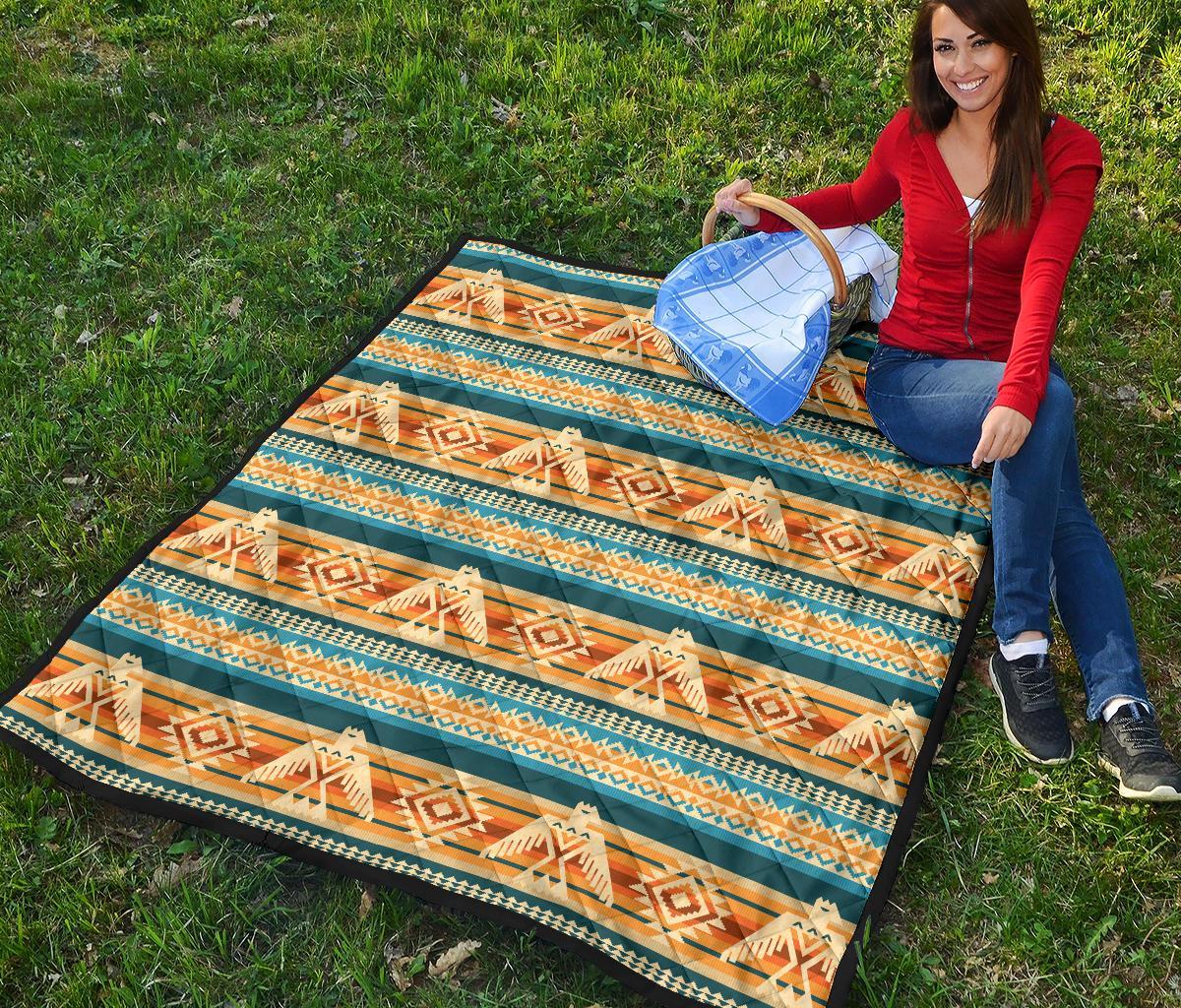 Aztec Eagle Print Pattern Quilt-grizzshop