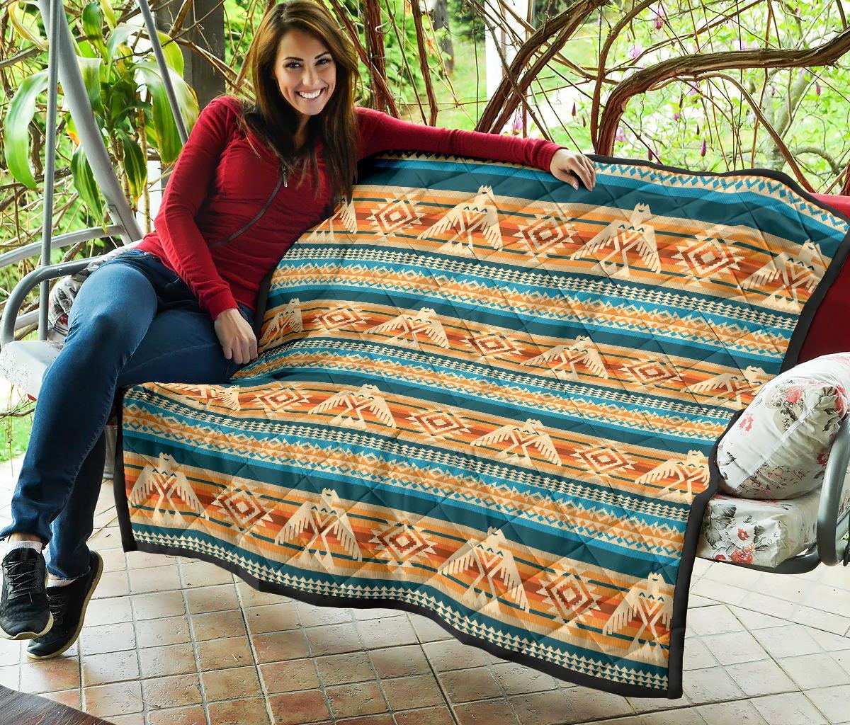 Aztec Eagle Print Pattern Quilt-grizzshop