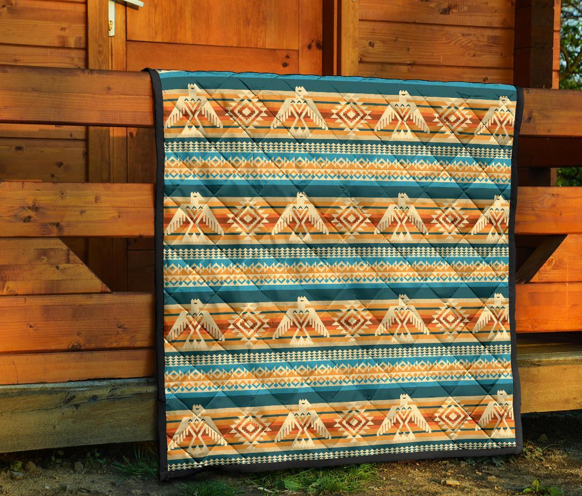 Aztec Eagle Print Pattern Quilt-grizzshop