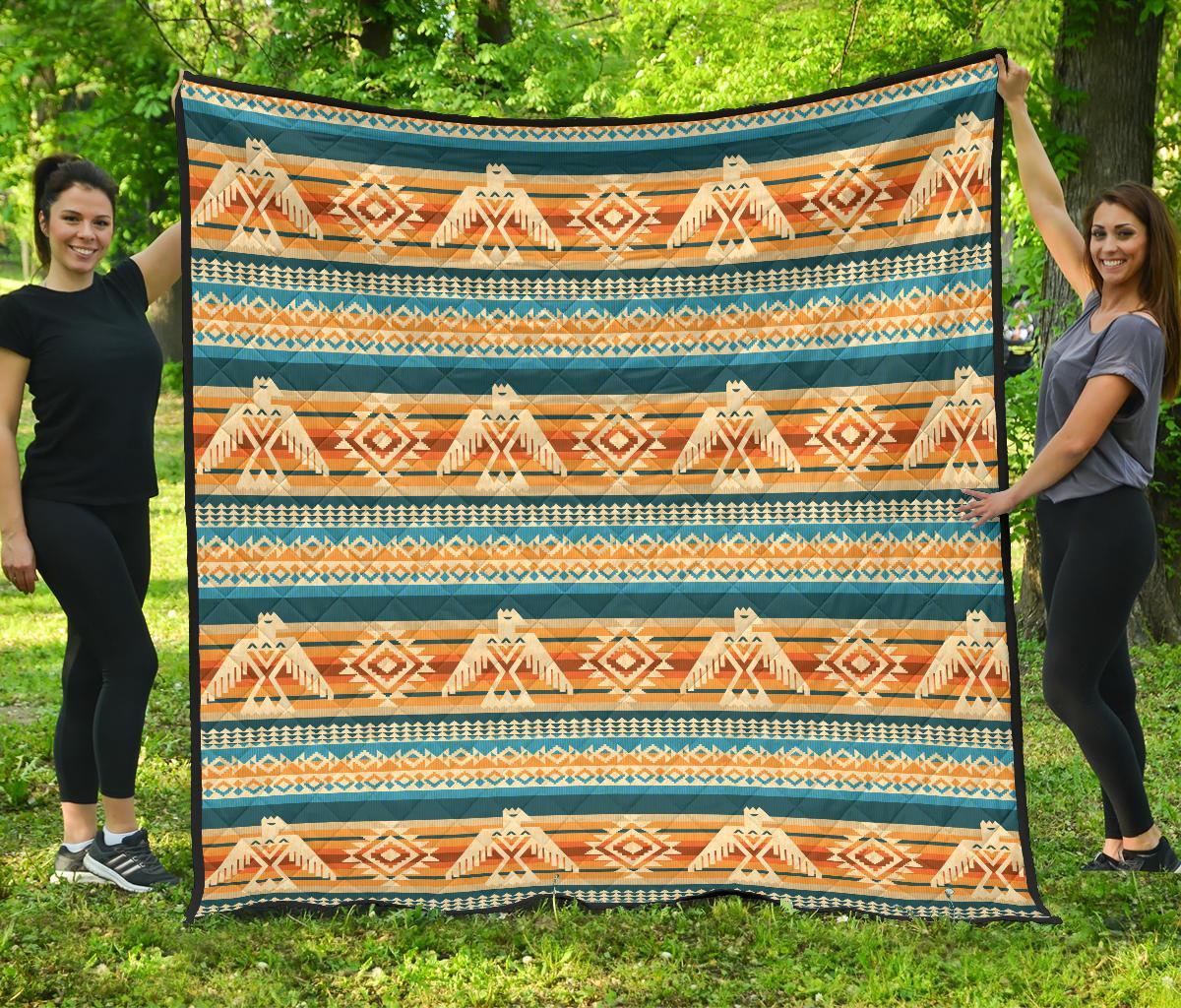 Aztec Eagle Print Pattern Quilt-grizzshop