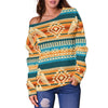 Aztec Eagle Print Pattern Women Off Shoulder Sweatshirt-grizzshop