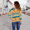 Aztec Eagle Print Pattern Women Off Shoulder Sweatshirt-grizzshop