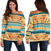Aztec Eagle Print Pattern Women Off Shoulder Sweatshirt-grizzshop