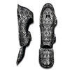 Aztec Ethnic White And Black Print Muay Thai Shin Guards-grizzshop