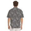 Aztec Geometric White And Black Print Men's Short Sleeve Shirts-grizzshop