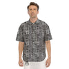 Aztec Geometric White And Black Print Men's Short Sleeve Shirts-grizzshop