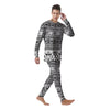 Aztec Grey And White Print Pattern Men's Pajamas-grizzshop