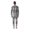 Aztec Grey And White Print Pattern Men's Pajamas-grizzshop