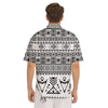 Aztec Grey And White Print Pattern Men's Short Sleeve Shirts-grizzshop