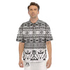 Aztec Grey And White Print Pattern Men's Short Sleeve Shirts-grizzshop