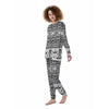 Aztec Grey And White Print Pattern Women's Pajamas-grizzshop