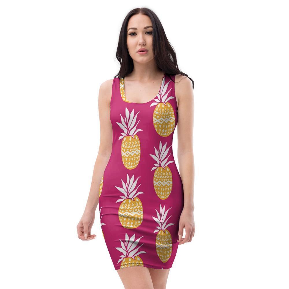 Aztec Hawaiian Pineapple Print Bodycon Dress-grizzshop