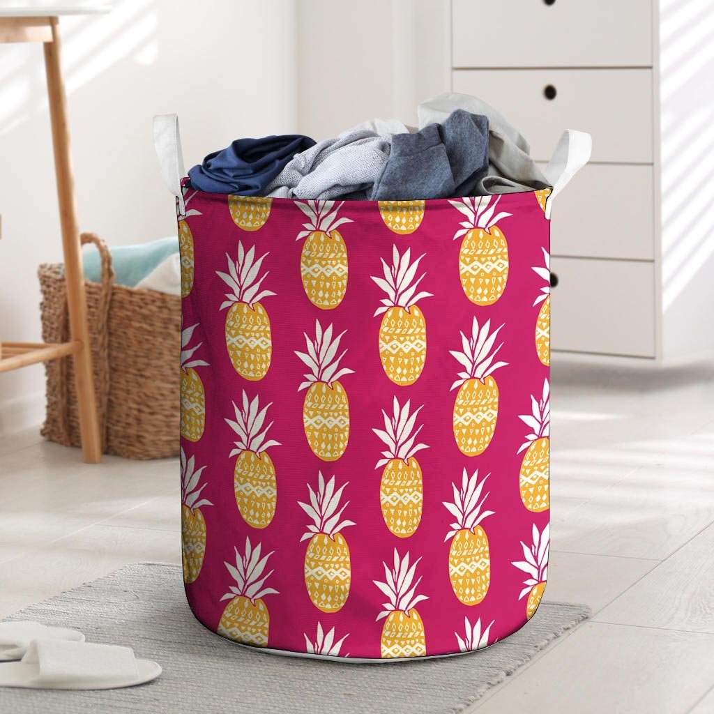 Aztec Hawaiian Pineapple Print Laundry Basket-grizzshop