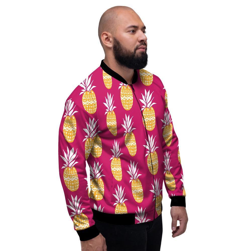 Aztec Hawaiian Pineapple Print Men's Bomber Jacket-grizzshop