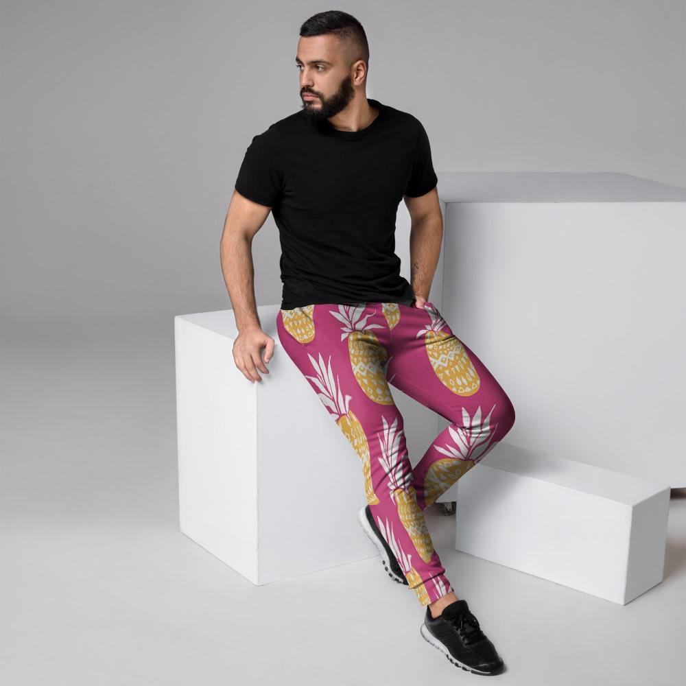 Aztec Hawaiian Pineapple Print Men's Joggers-grizzshop