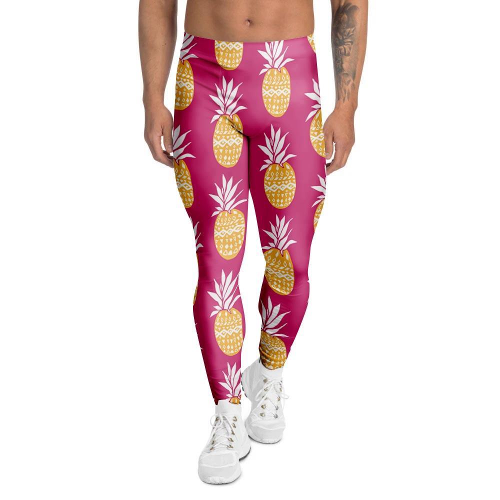 Aztec Hawaiian Pineapple Print Men's Leggings-grizzshop