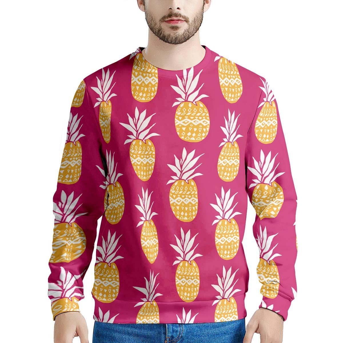 Aztec Hawaiian Pineapple Print Men's Sweatshirt-grizzshop