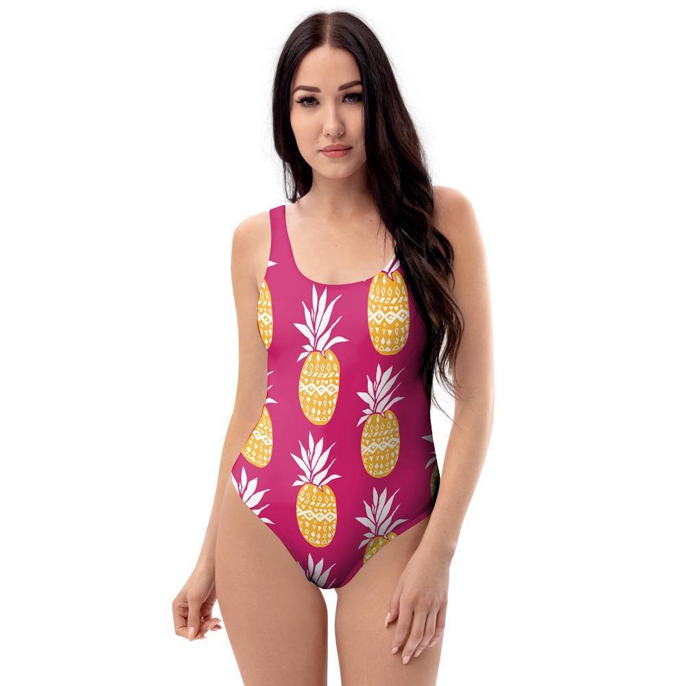 Aztec Hawaiian Pineapple Print One Piece Swimsuite-grizzshop