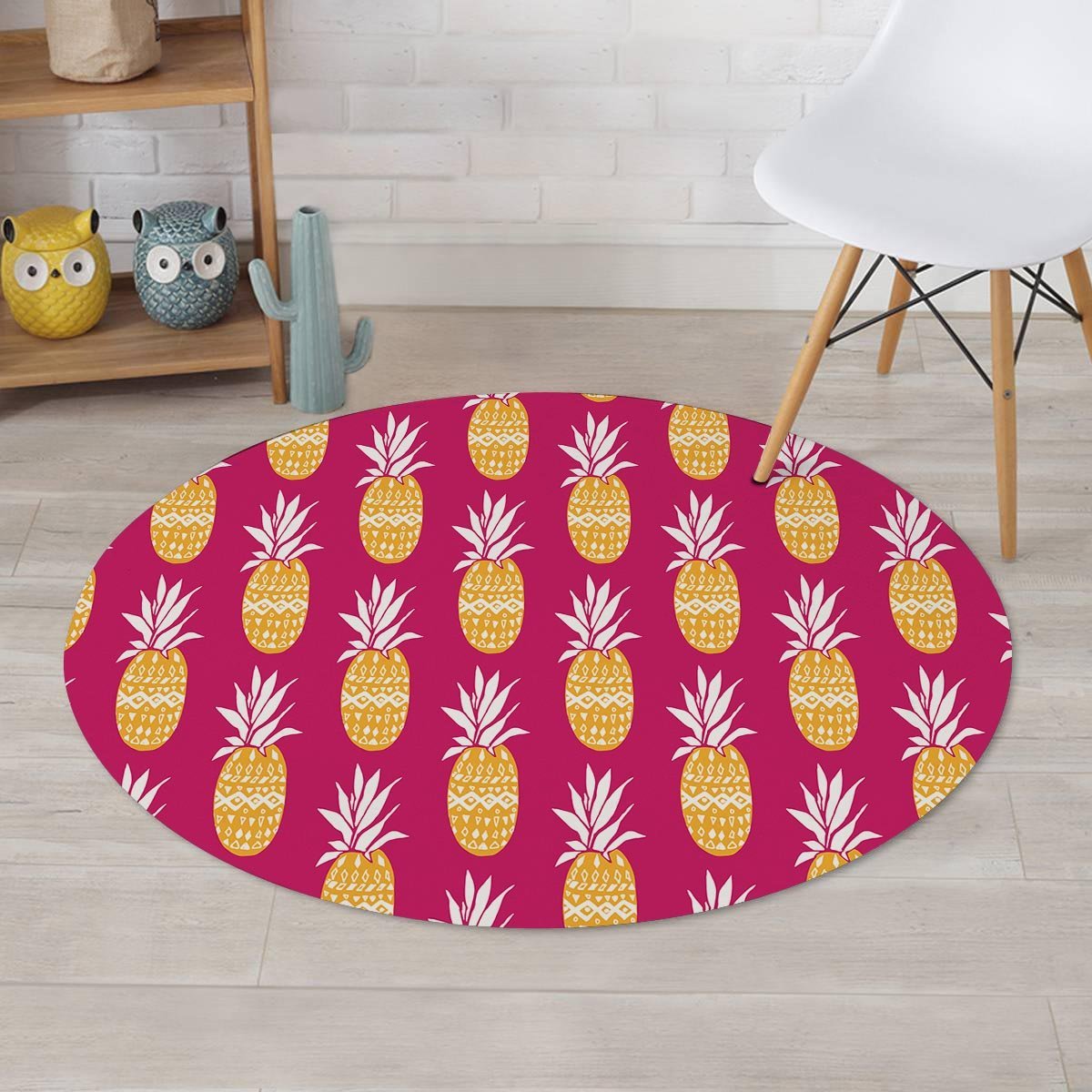 Aztec Hawaiian Pineapple Print Round Rug-grizzshop