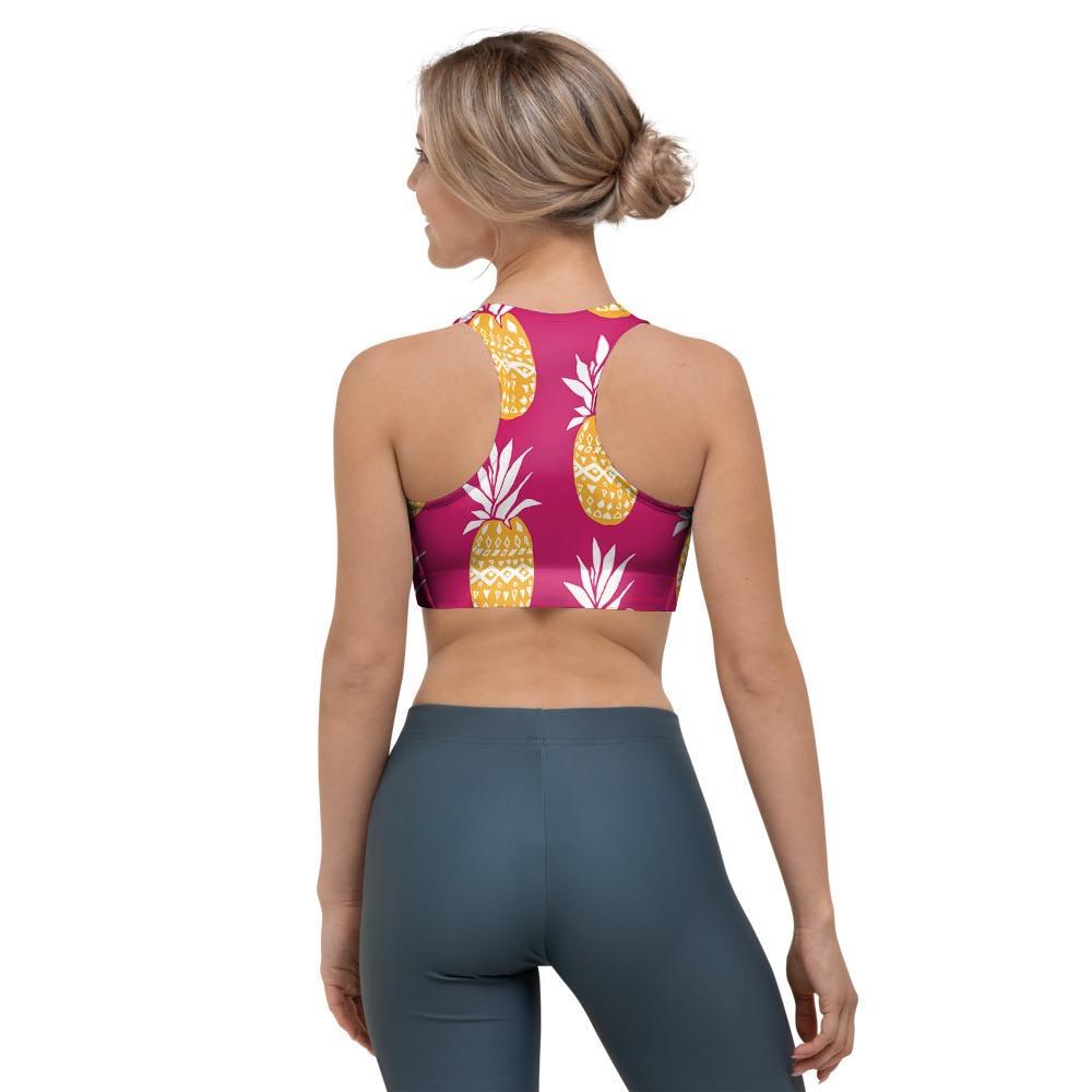 Aztec Hawaiian Pineapple Print Sports Bra-grizzshop