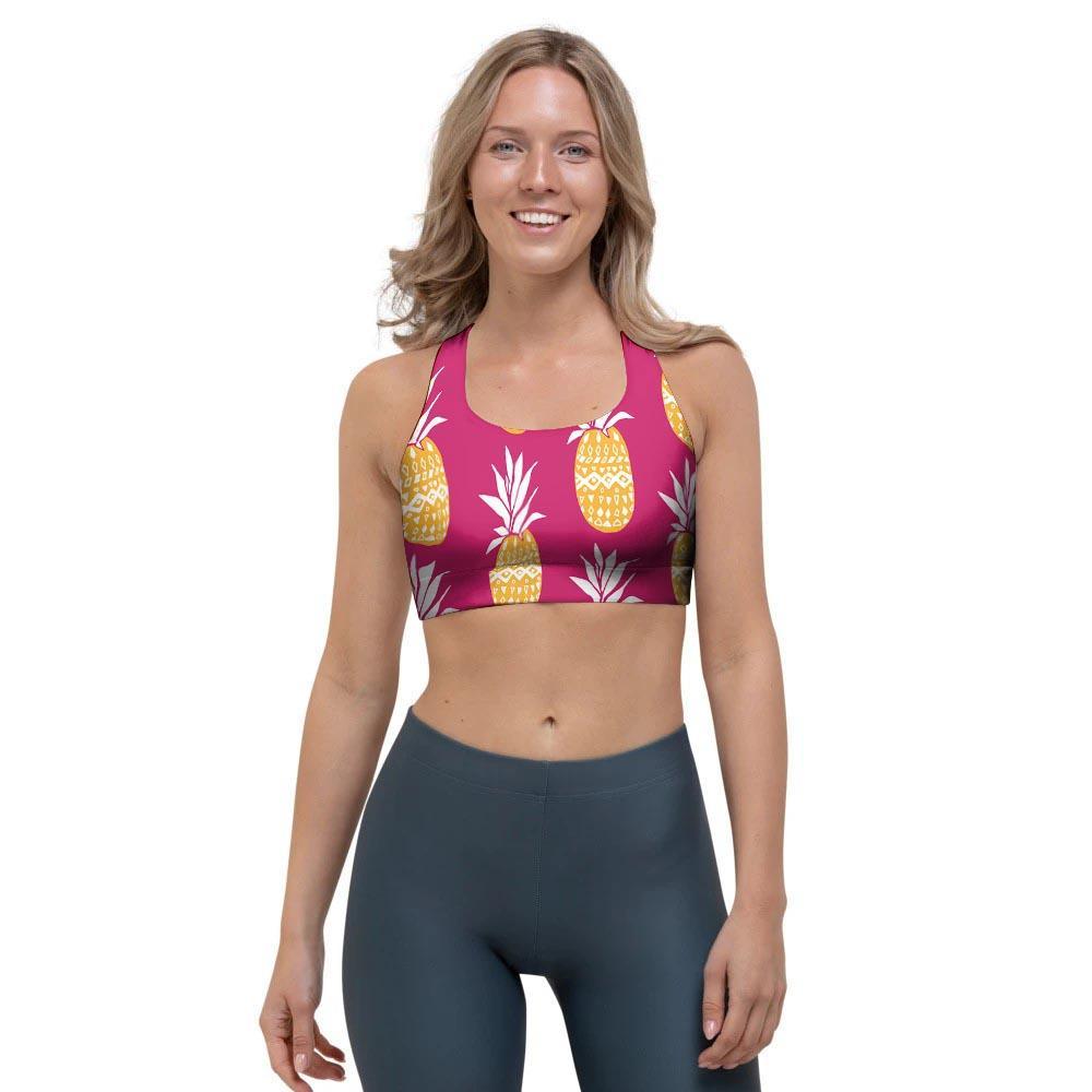 Aztec Hawaiian Pineapple Print Sports Bra-grizzshop