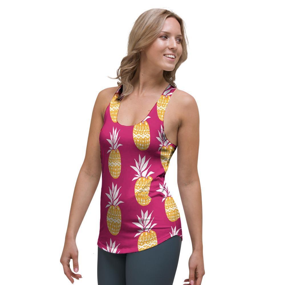 Aztec Hawaiian Pineapple Print Women's Racerback Tank Top-grizzshop